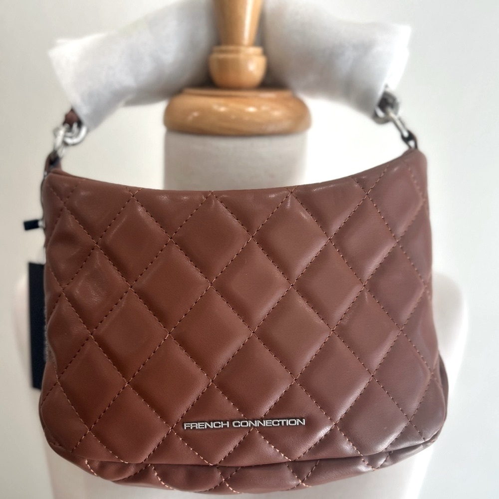 French Connection Eliza Diamond Quilted Chain Bag in Mocha Bisque NWT Giftable